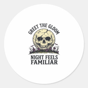 Spooky Moon Skull Halloween Graphic Shirt_1 Classic Round Sticker