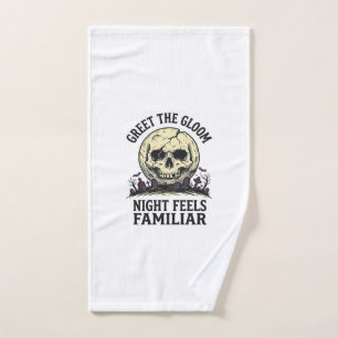 Spooky Moon Skull Halloween Graphic Shirt_1 Hand Towel