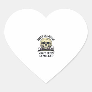 Spooky Moon Skull Halloween Graphic Shirt_1 Heart Sticker