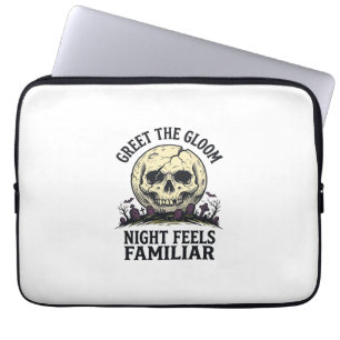 Spooky Moon Skull Halloween Graphic Shirt_1 Laptop Sleeve