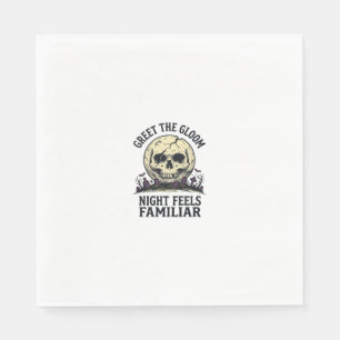 Spooky Moon Skull Halloween Graphic Shirt_1 Napkin