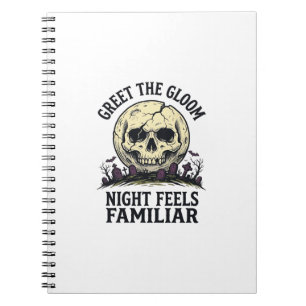Spooky Moon Skull Halloween Graphic Shirt_1 Notebook