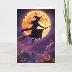 Spooky Moonlight Witch Halloween Holiday Card