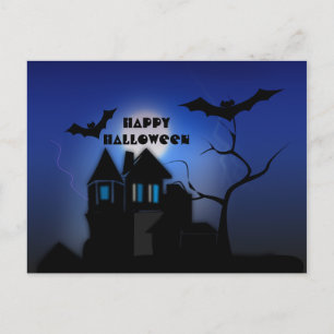 Spooky Moonlit Haunted House Postcard