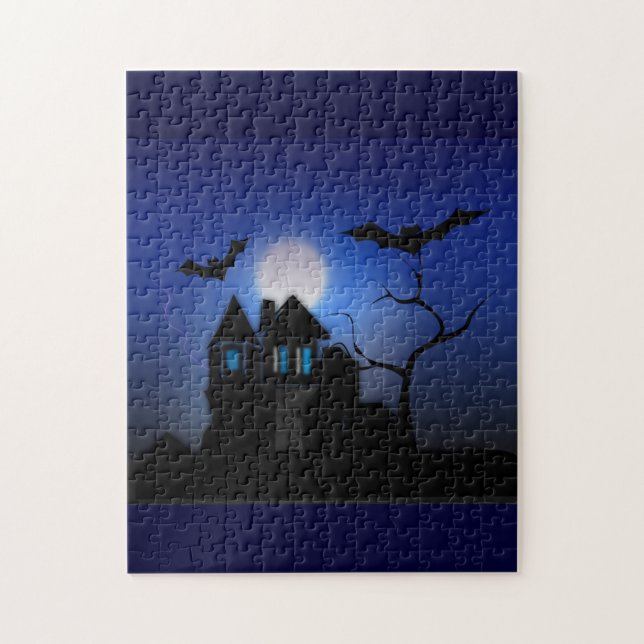 Spooky Moonlit Haunted House Puzzle (Vertical)