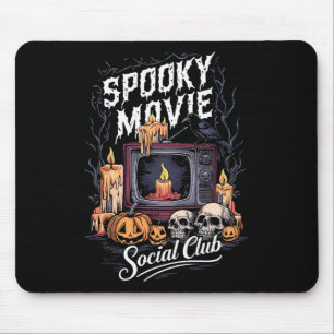 Spooky Movie Social Club Vintage Tv Halloween Horr Mouse Mat