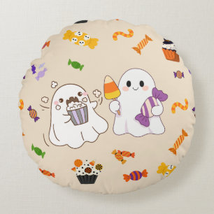 Spooky Movies Cute Halloween Round Cushion