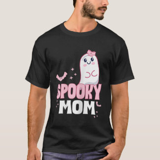 Spooky Mum Family Cute Pink White Ghost Boo Hallow T-Shirt