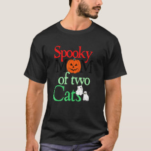 Spooky Mum Of Two Cats Halloween CatMother Graphi T-Shirt