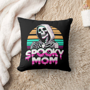 Spooky Mum: Vaporwave Skeleton Halloween Mama Cushion