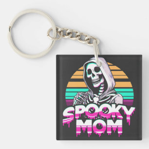 Spooky Mum: Vaporwave Skeleton Halloween Mama Key Ring