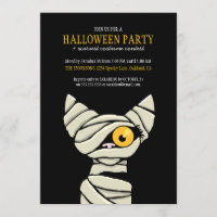 Spooky Mummy Cat Halloween Party Invitations