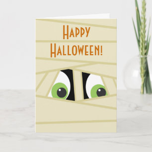 Spooky Mummy Head Halloween Greeting Card