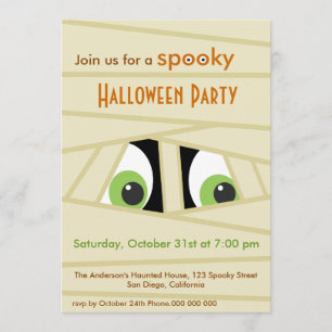 Spooky Mummy Head Halloween Party Invitation