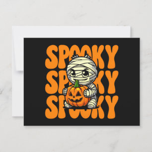 Spooky  Mummy Hugging Pumpkin Halloween Postcard