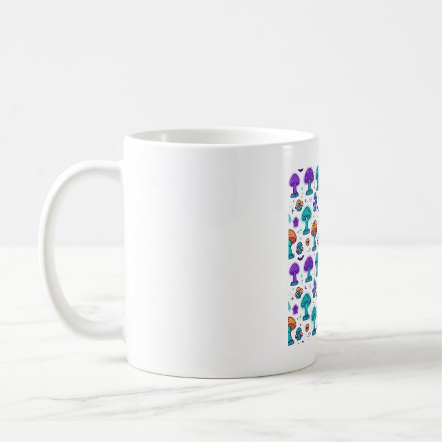Spooky Mushroom Haunted Forest Halloween Pattern Coffee Mug (Left)