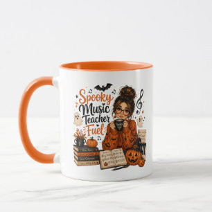 Spooky Music Teacher Fuel Halloween Orange Mug