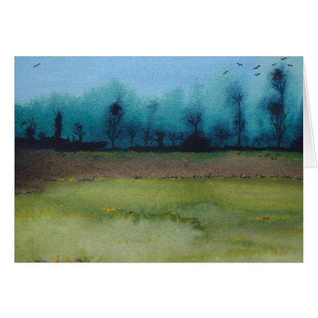 Spooky mystic woodland landscape blank art card (Front Horizontal)