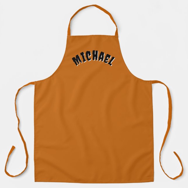Spooky Name Apron (Dark Orange & Black) (Front)