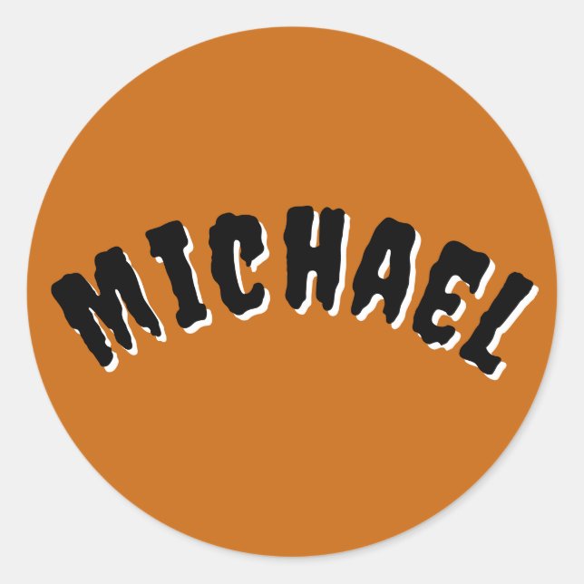 Spooky Name Round Stickers (Dark Orange & Black) (Front)