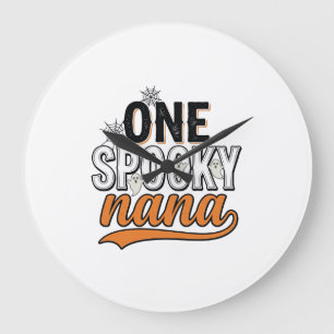 Spooky Nana Halloween Ghost Vintage Shirt Design_1 Large Clock