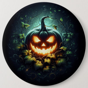 Spooky nature glowing Halloween pumpkin 6 Cm Round Badge