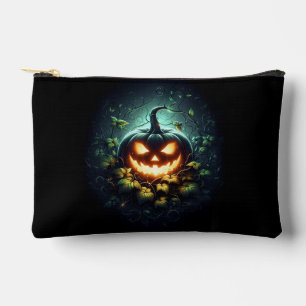 Spooky nature glowing Halloween pumpkin Accessory Pouch