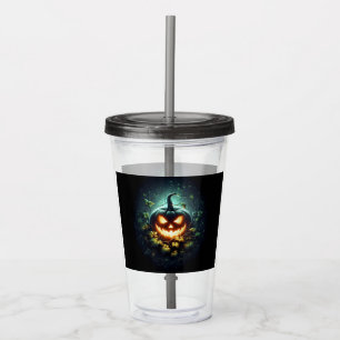 Spooky nature glowing Halloween pumpkin Acrylic Tumbler