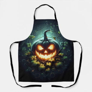 Spooky nature glowing Halloween pumpkin Apron