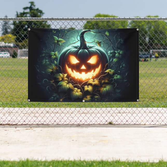 Spooky nature glowing Halloween pumpkin Banner (Insitu)