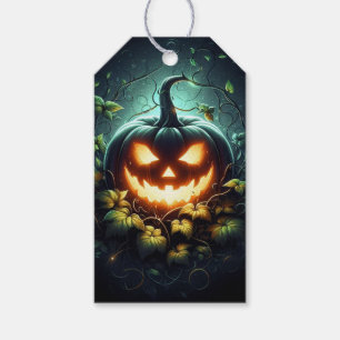 Spooky nature glowing Halloween pumpkin Gift Tags