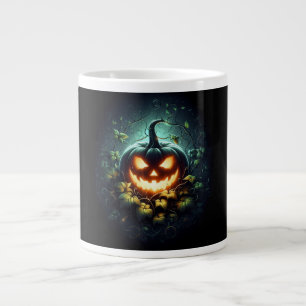 Spooky nature glowing Halloween pumpkin Large Coffee Mug