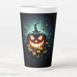 Spooky nature glowing Halloween pumpkin Latte Mug