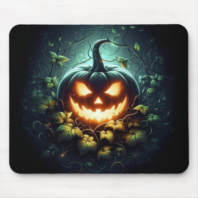 Spooky nature glowing Halloween pumpkin Mouse Mat (Front)