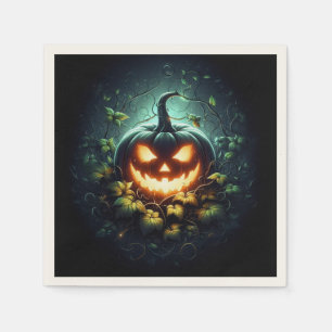Spooky nature glowing Halloween pumpkin Napkin