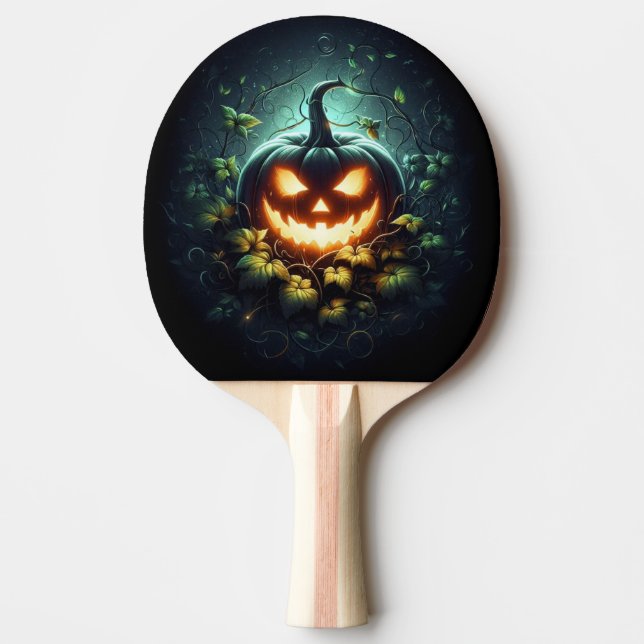 Spooky nature glowing Halloween pumpkin Ping Pong Paddle (Front)
