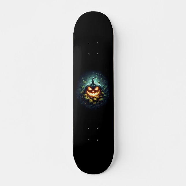 Spooky nature glowing Halloween pumpkin Skateboard (Front)