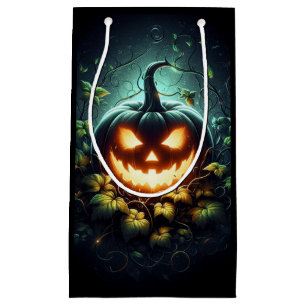 Spooky nature glowing Halloween pumpkin Small Gift Bag