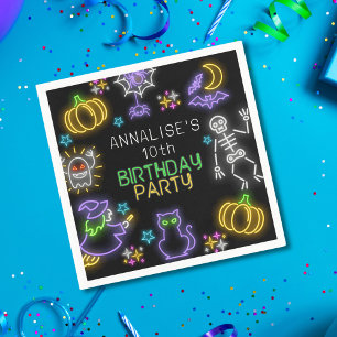 Spooky Neon Any Age Halloween Birthday Napkin
