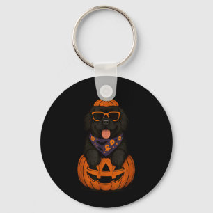 Spooky Newfoundland Dog Pumpkin Halloween Newfie Key Ring