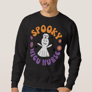 Spooky NICU Nurse Halloween Ghost Retro RN Neonata Sweatshirt