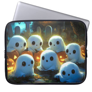 Spooky Night Cemetery Cute Halloween Ghost Laptop Sleeve
