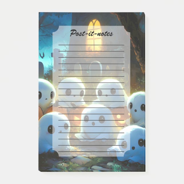 Spooky Night Cemetery Cute Halloween Ghost Post-it Notes (Front)