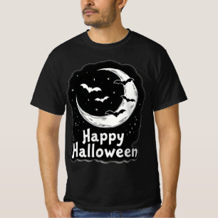 Spooky Night Flight: Halloween Bats- Crescent Moon T-Shirt