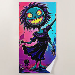 Spooky Night Halloween Creature Design Beach Towel