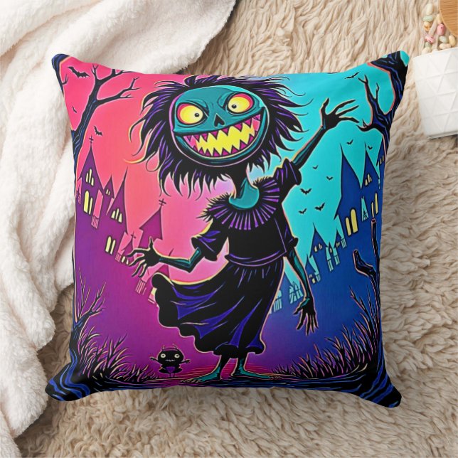 Spooky Night Halloween Creature Design Cushion (Blanket)