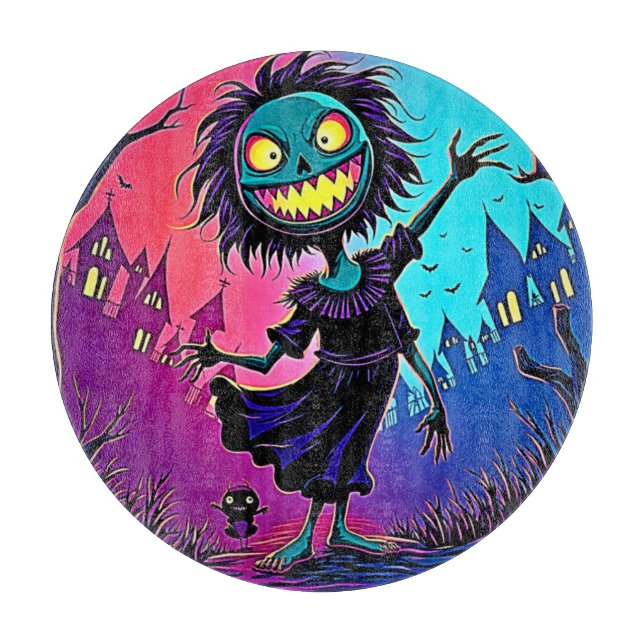 Spooky Night Halloween Creature Design Cutting Board (Front)