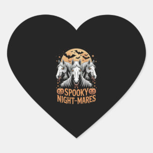 Spooky Night Mares Halloween Horse Heart Sticker