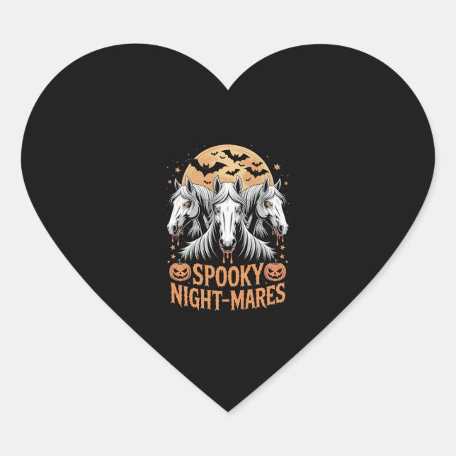Spooky Night Mares Halloween Horse Heart Sticker (Front)