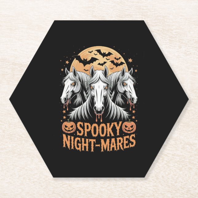 Spooky Night Mares Halloween Horse Paper Coaster (Front)